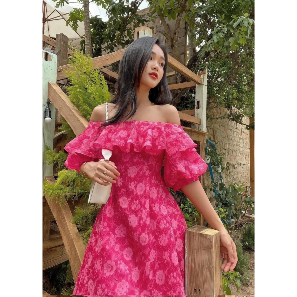 VÁY TƠ HOA ÉP THIẾT KẾ CAO CẤP