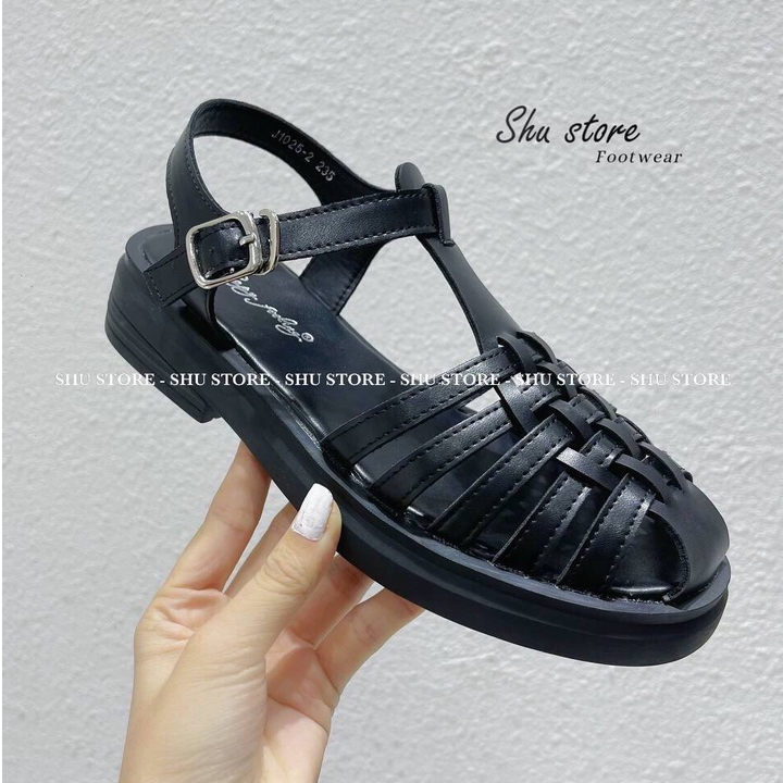 Dép sandal nữ Shu Store xăng đan đế bằng quai đan phong cách vintage nhẹ nhàng êm ái