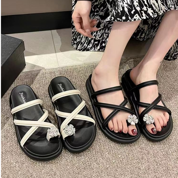 Dép nữ kim cương nước đáy dày mùa hè thời trang mới giải trí phiên bản Hàn Quốc