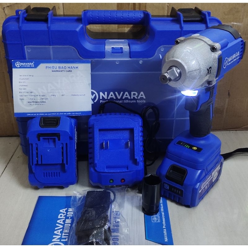 Máy siết bulong dùng pin Navara 6003 không chổi than chân pin phổ thông lực siết 880N.m