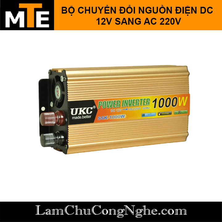 Bộ chuyển đổi nguồn điện DC 12V sang AC 220V công suất 1000W chuyển điện Acquy, điện năng lượng mặt trời...