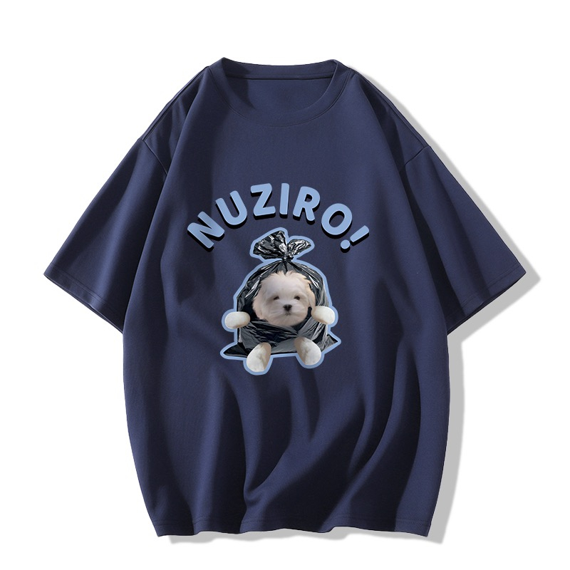 Áo thun GCBV 100% cotton in ngắn tay dáng rộng mẫu chó con thời trang cho nữ