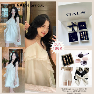 Váy maxi đầm maxi đi biển cổ yếm tơ Gem Dress GALS dáng suông layer hai lớp - Kem