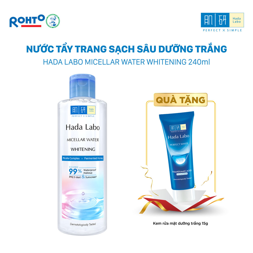 Nước tẩy trang sạch sâu dưỡng trắng Hada Labo Micellar Water Whitening 240ml