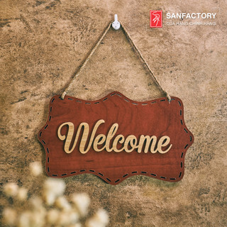 Bảng Welcome gỗ treo trang trí màu sắc phong cách vintage SAN-WC02