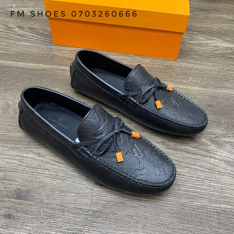 Giày lười nam LV da bò có nơ đế cao su bản mới 2023