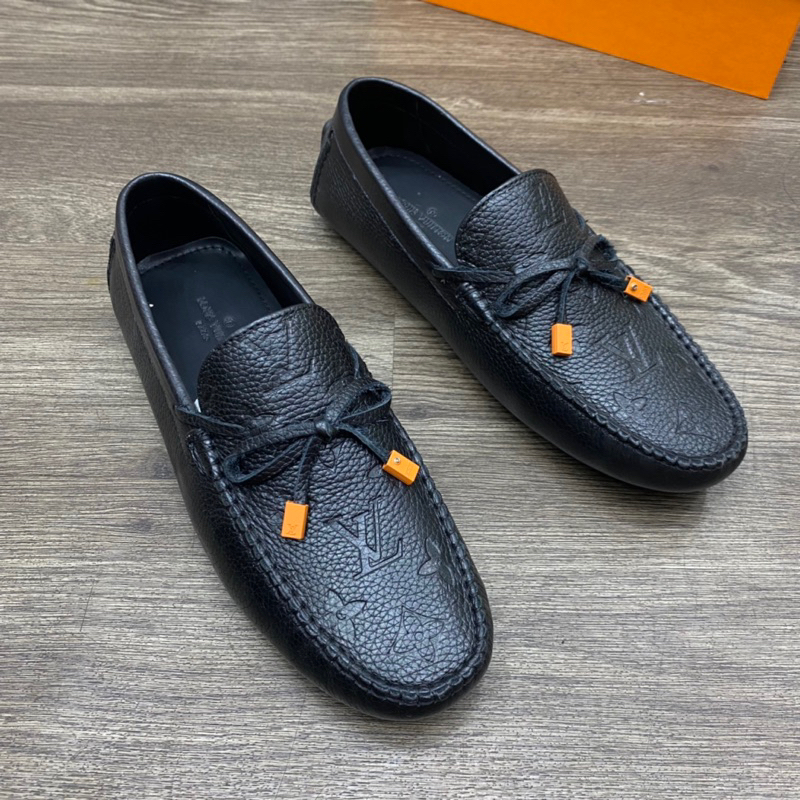 Giày lười nam LV da bò có nơ đế cao su bản mới 2023