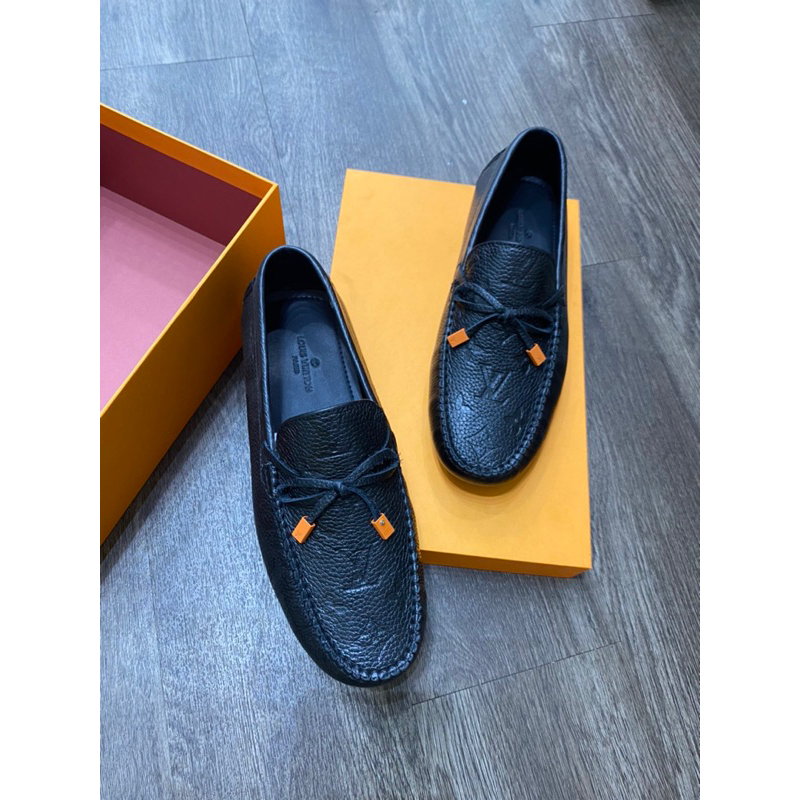 Giày lười nam LV da bò có nơ đế cao su bản mới 2023