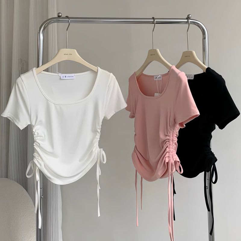 Áo Thun Babytee , Áo Thun Dây Rút Basic Trơn Đủ Màu