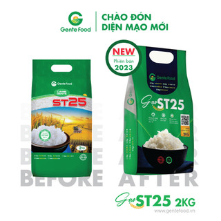 Gạo st25 gente food 2kg - thơm, dẻo, ngon cơm - chuẩn st25