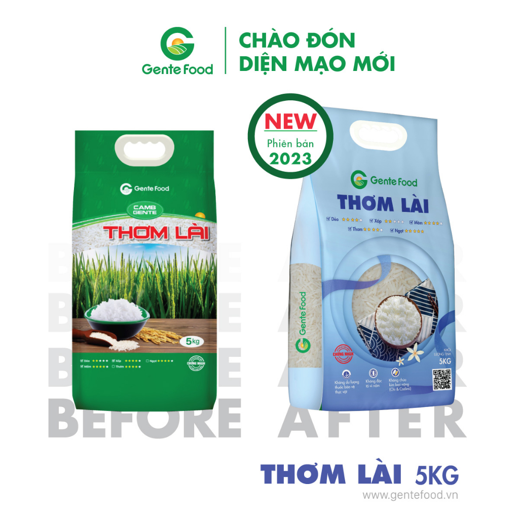 Gạo Thơm Lài Gente Food 5kg - Mềm, dẻo, thơm