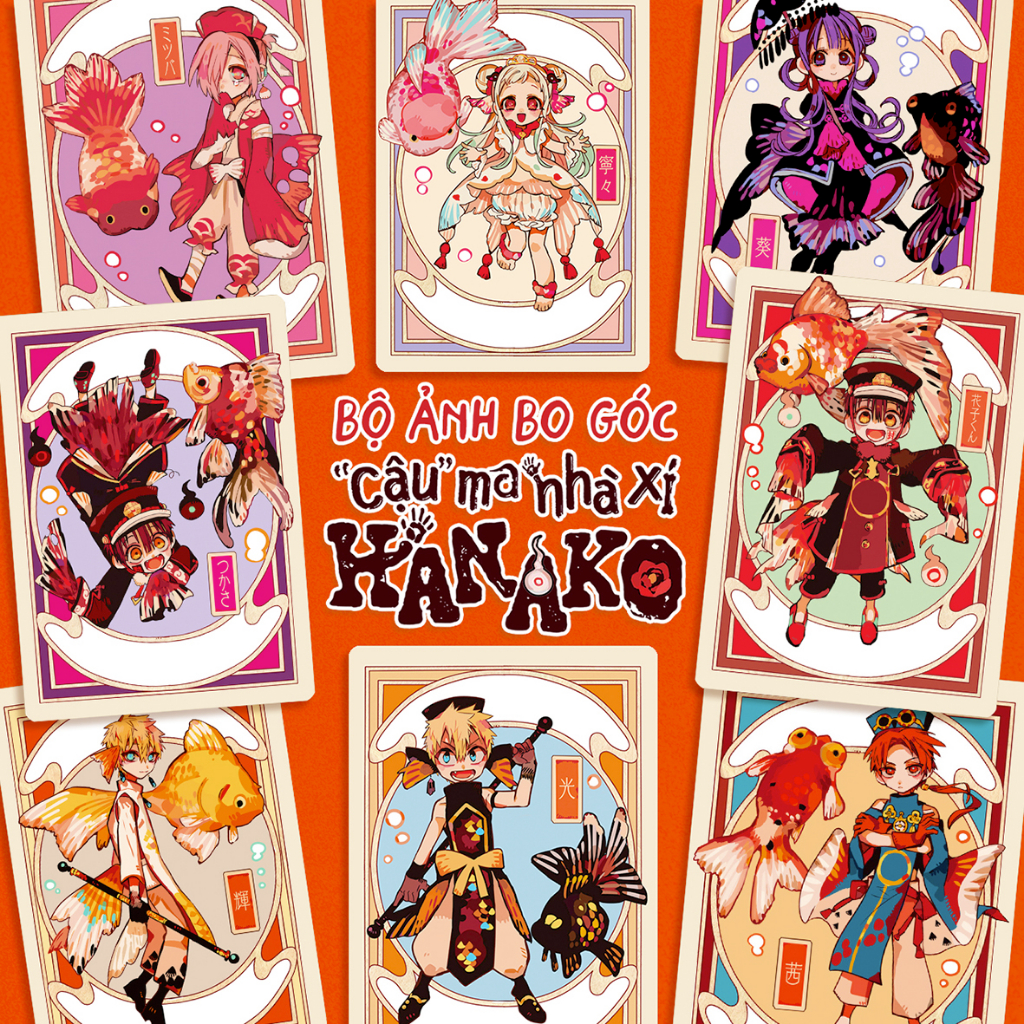 BỘ 8 ẢNH CARD BO GÓC HANAKO phiên bản cá - CẬU MA NHÀ XÍ Jibaku Shounen Hanako - DARUMANGA