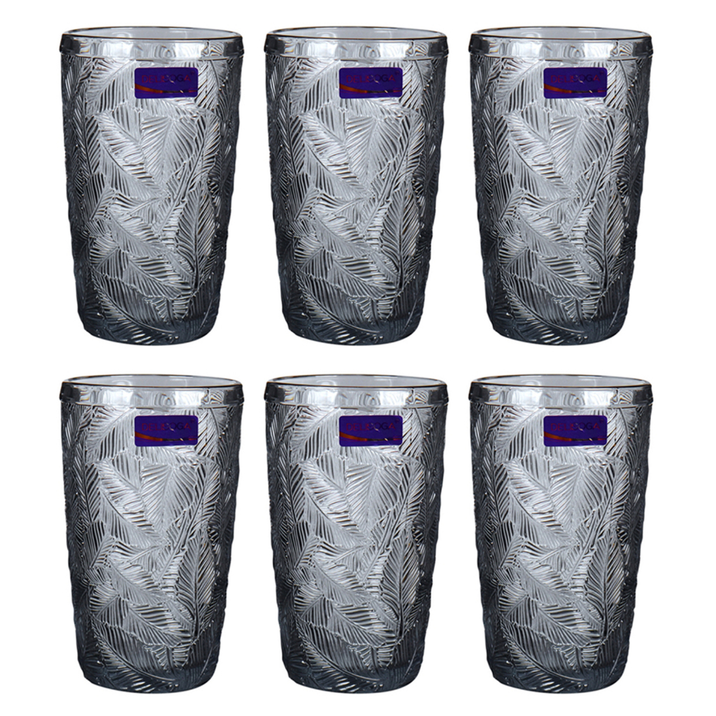 Bộ 6 ly cao thủy tinh Deli Forest Grey 380ml - DSKB164-2H
