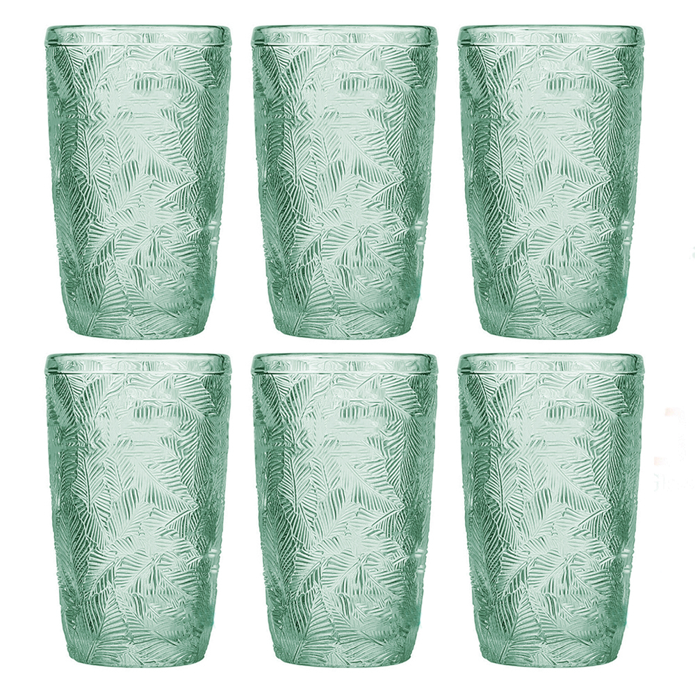 Bộ 6 ly cao thủy tinh Deli Forest Green 380ml - DSKB164-2G