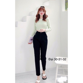 Quần baggy đen jeans trơn ko co giãn- hình thật shop tự chụp