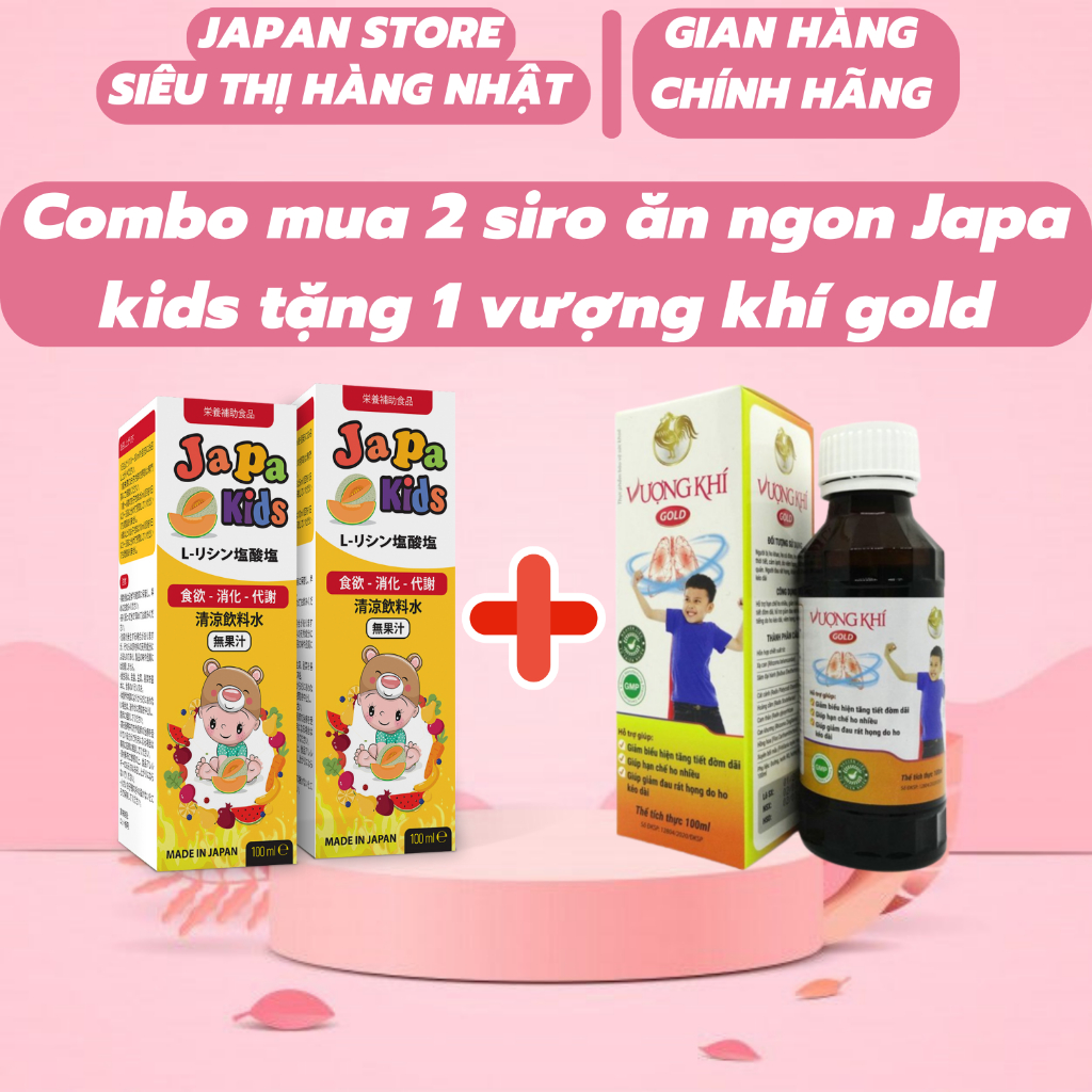 Combo mua 2 siro ăn ngon Japa kids orihiro tặng 1 vượng khí gold lọ 100ml cải thiện tầm vóc cho bé hỗ trợ biếng ăn tăng