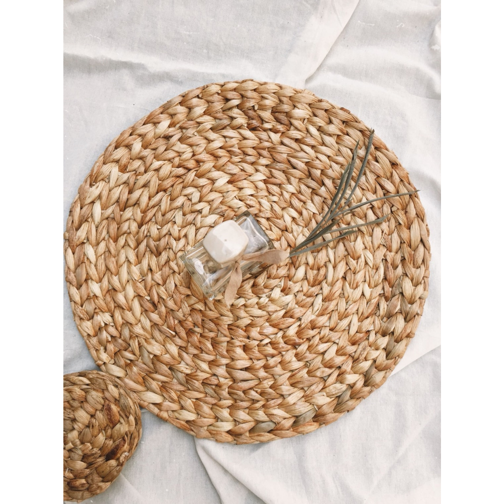 Lót Lục Bình, Lót Cói ECOHUB, dùng lót đĩa / decor trang trí trong nhà (Size 30, 38, 40cm) | EH036 (Place mat)