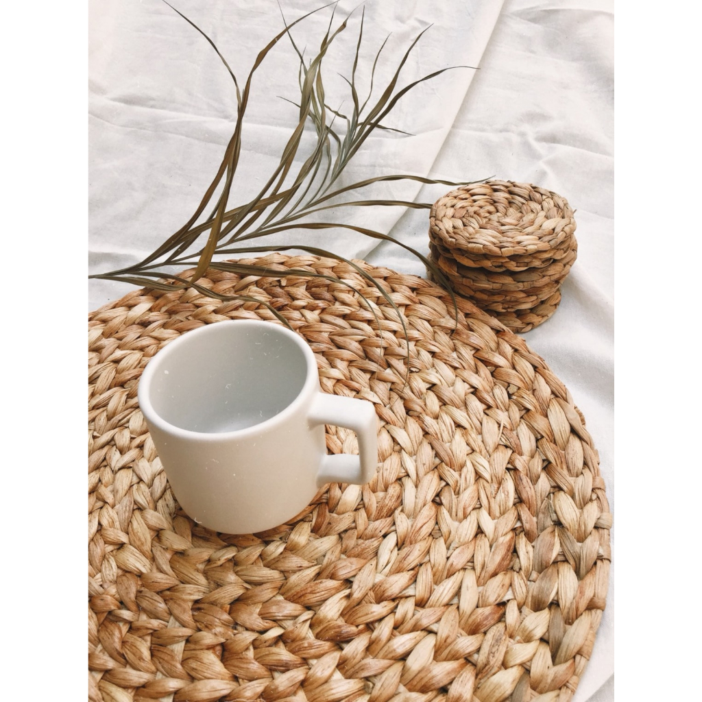 Lót Lục Bình, Lót Cói ECOHUB, dùng lót đĩa / decor trang trí trong nhà (Size 30, 38, 40cm) | EH036 (Place mat)