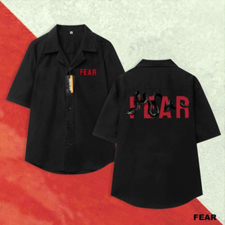 áo sơ mi FEAR CỔ VEST Tay Lỡ Thời Trang Unisex Vải Lụa Chéo