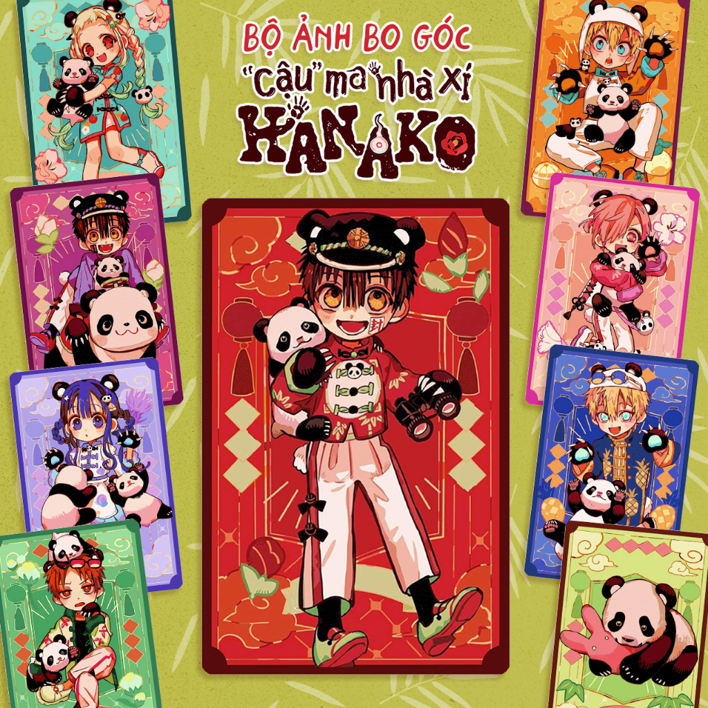 BỘ 9 ẢNH CARD BO GÓC HANAKO phiên bản Gấu trúc - CẬU MA NHÀ XÍ Jibaku Shounen Hanako - DARUMANGA