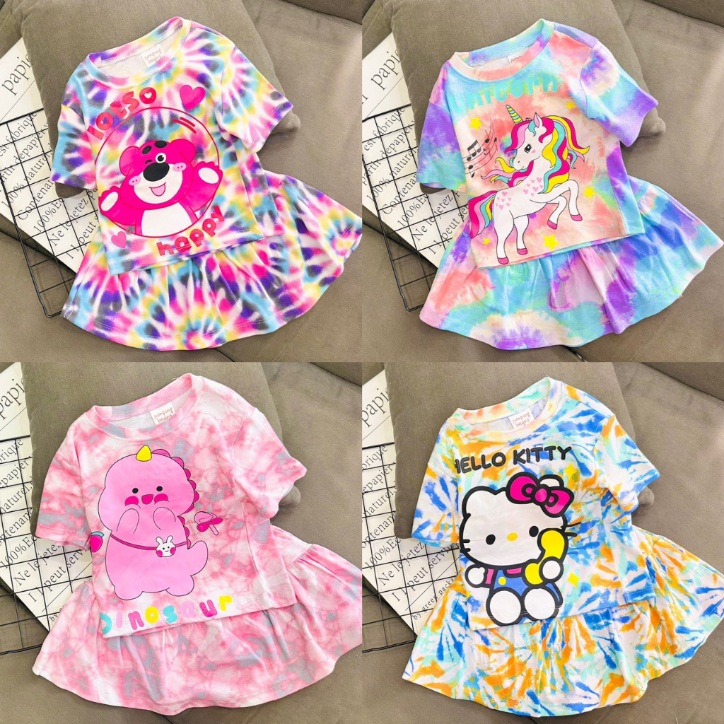 Bộ váy áo thun borip Size  nhiều mẫu cho bé
