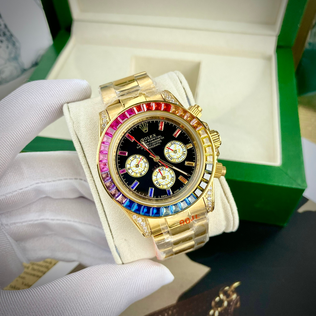 Đồng hồ Nam Rolex máy nhật full 6 kim viền đá cao cấp