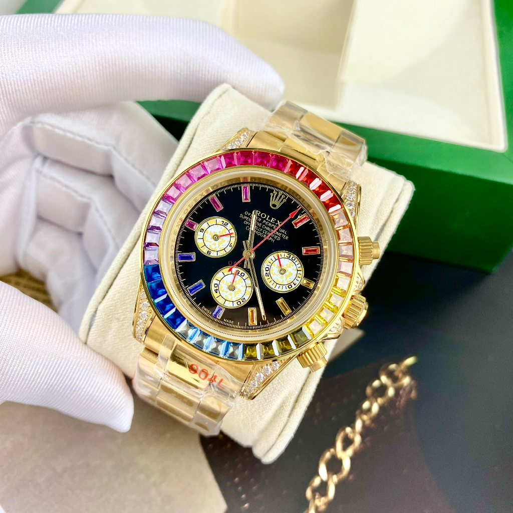 Đồng hồ Nam Rolex máy nhật full 6 kim viền đá cao cấp