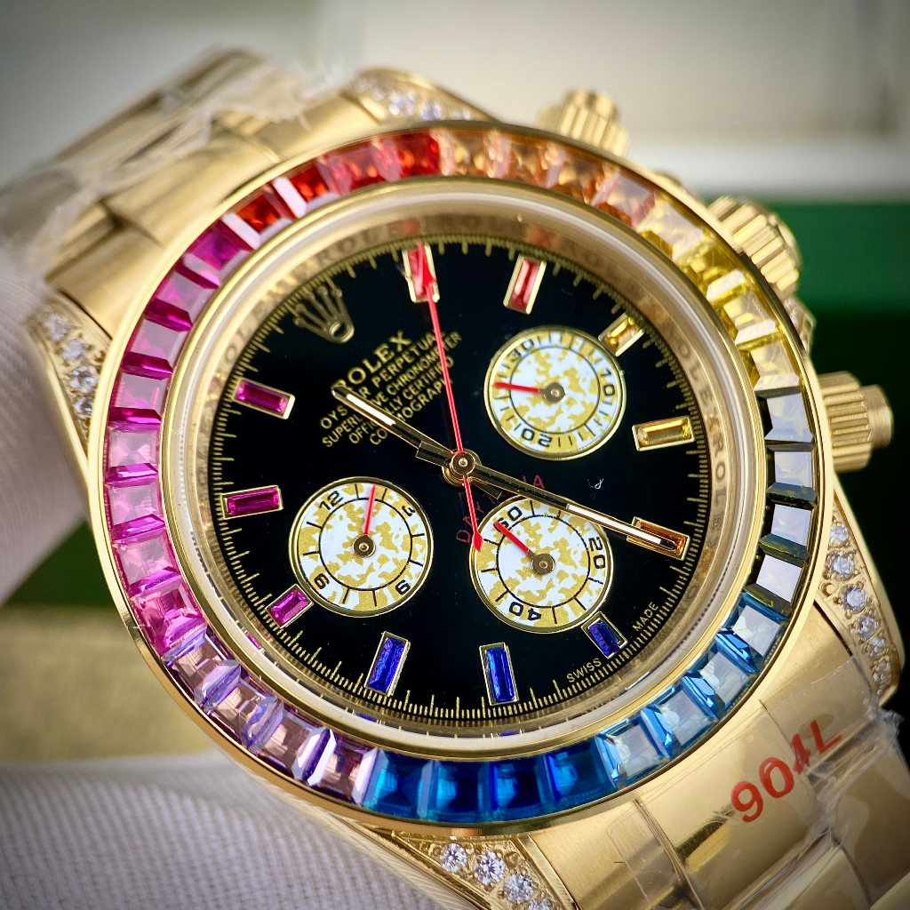 Đồng hồ Nam Rolex máy nhật full 6 kim viền đá cao cấp