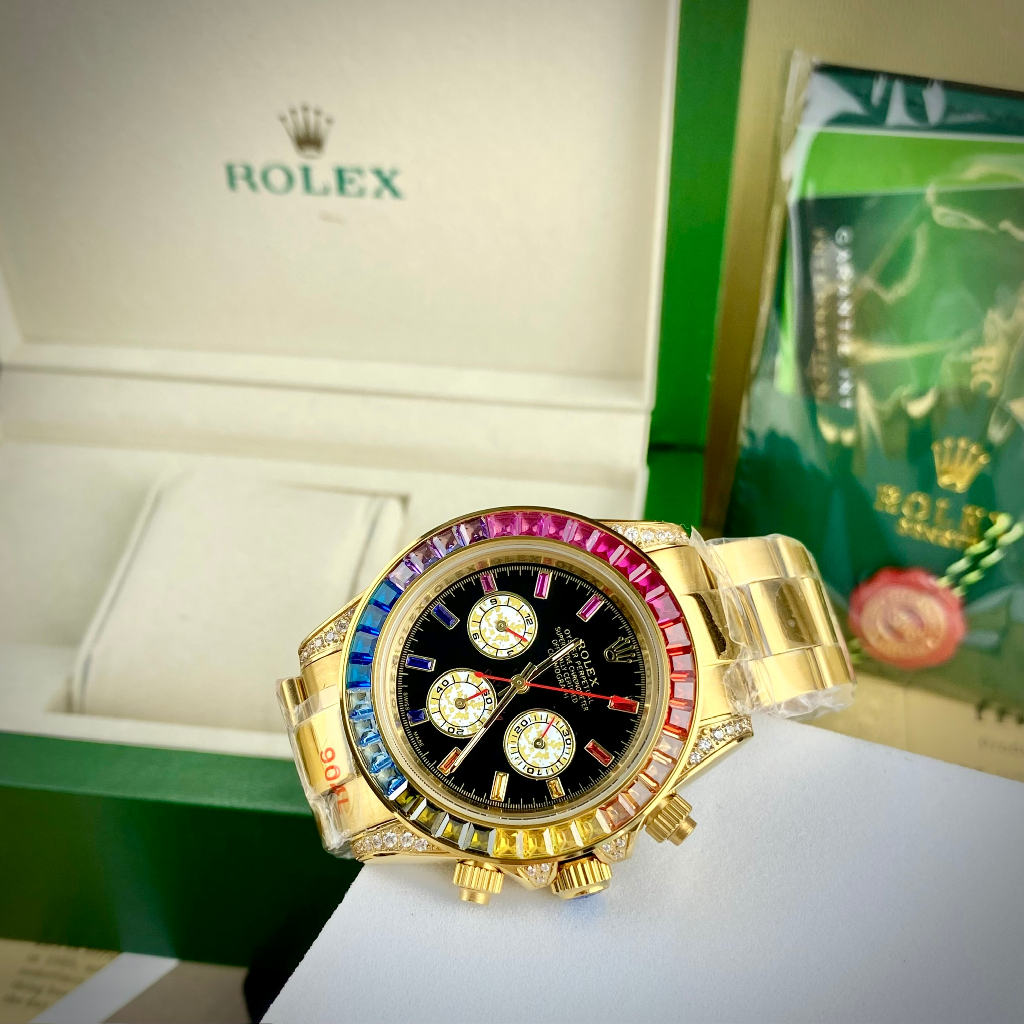 Đồng hồ Nam Rolex máy nhật full 6 kim viền đá cao cấp