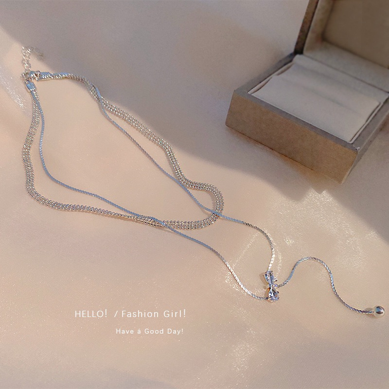 N118 Dây chuyền vòng cổ choker nữ titan không đen dây đôi mặt nơ đẹp Ring House