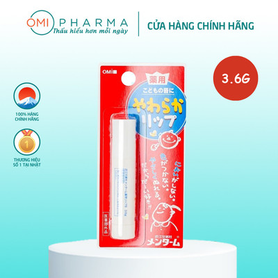 Son Dưỡng Môi Cho Bé Omi Menturm Nhật Bản - An toàn, Lành tính, dùng cho môi nhạy cảm và trẻ em (3.6g/tuýp)