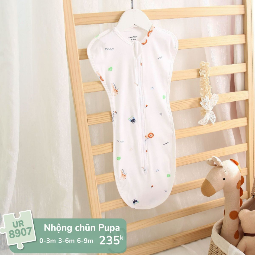 Nhộng chũn cho bé Ualarogo 0-9 tháng khóa kéo sợi Petit mềm co giãn 4 chiều thoáng mát dễ mặc bỉm 8907