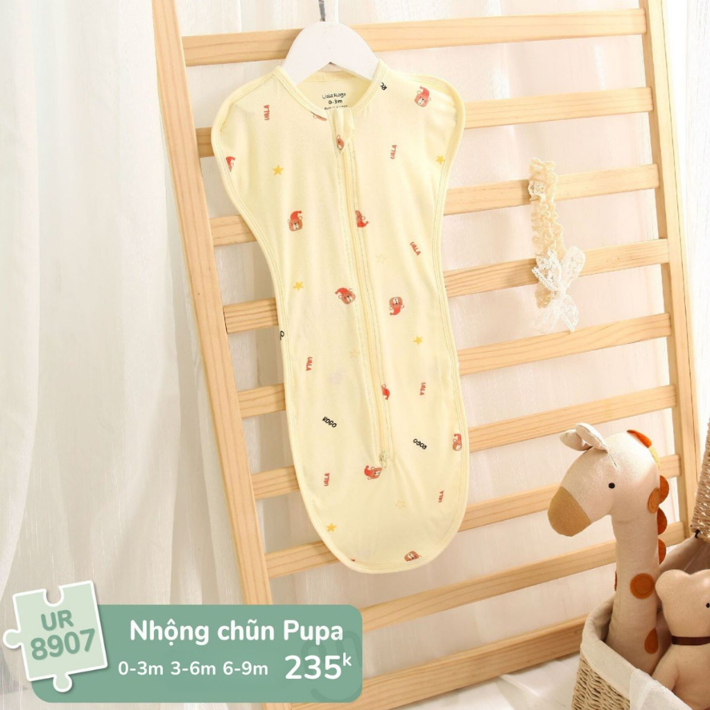 Nhộng chũn cho bé Ualarogo 0-9 tháng khóa kéo sợi Petit mềm co giãn 4 chiều thoáng mát dễ mặc bỉm 8907