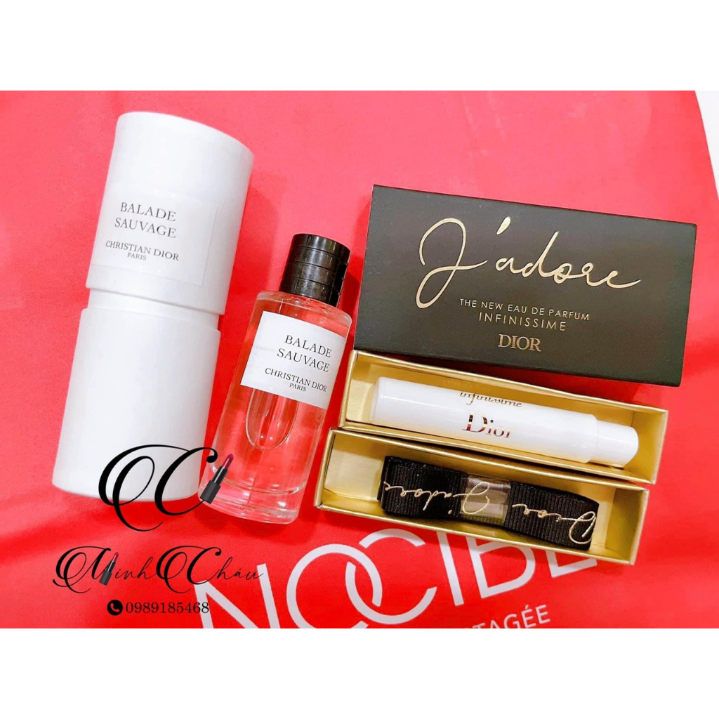 Nước hoa Christian Dior Balade Sauvage 7.5ml fullbox tặng kèm set vial nước hoa Dior Jadore + ruy băng hãng
