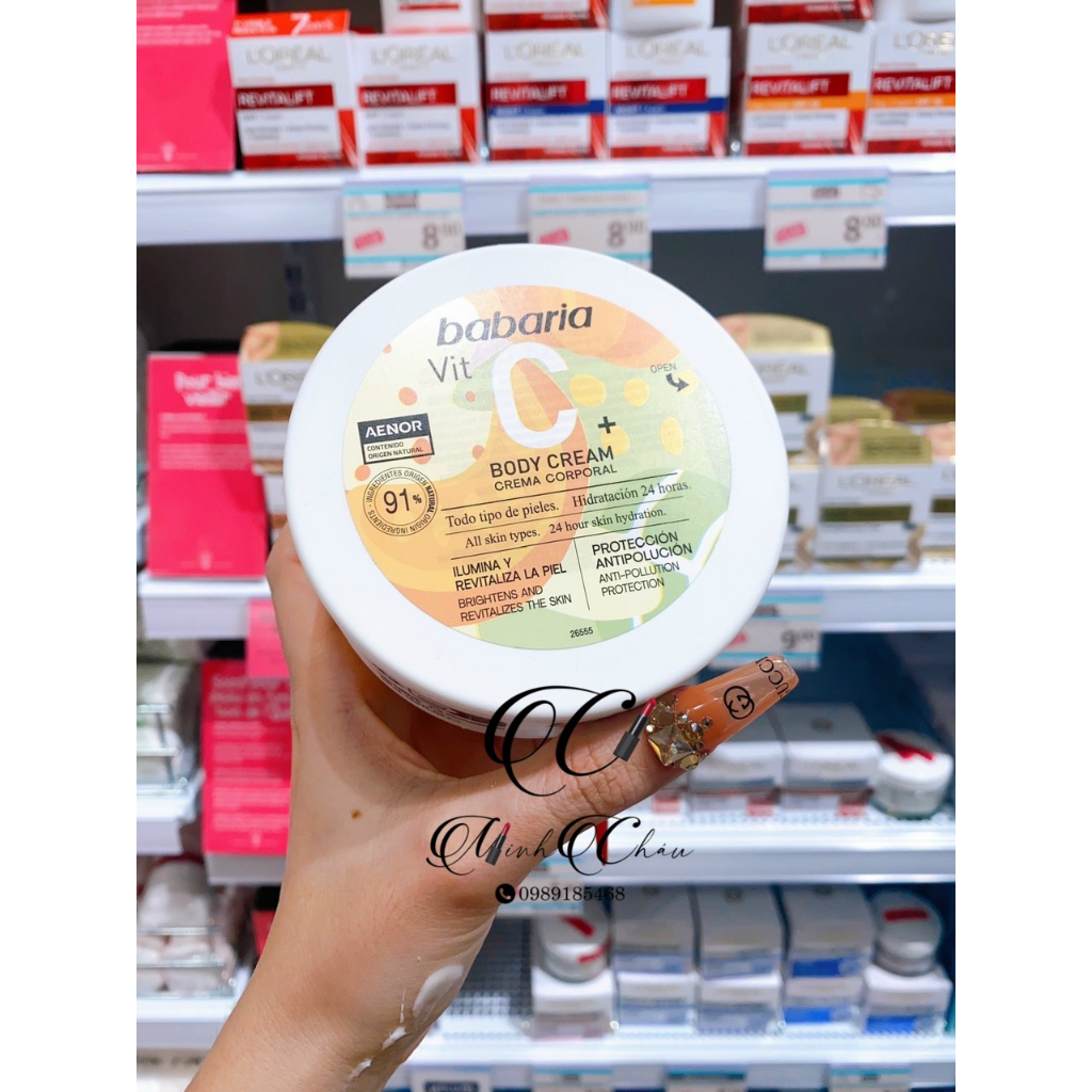 Kem vitamin C Body Cream Babaria trắng da an toàn - Pháp