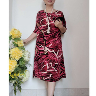 Size 2XL (64 - 74Kg) - Váy Đầm Trung Niên - Form A Giấu Bụng - Lụa Lạnh Không Nhăn