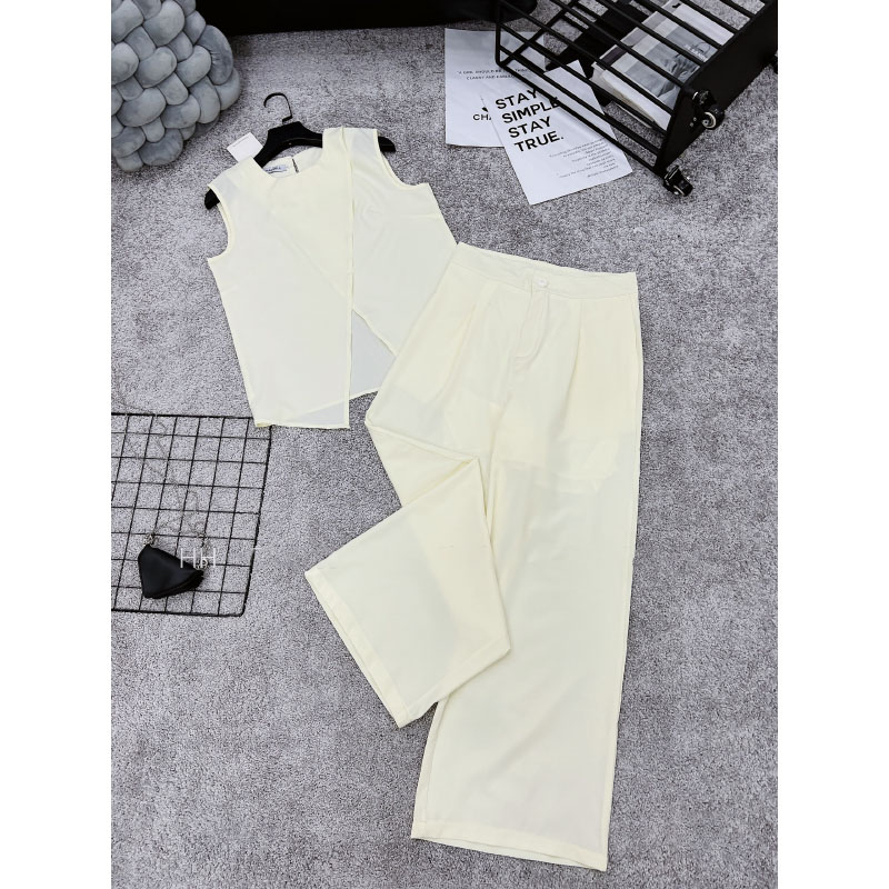 Set Bộ Đồ Nữ Áo Sát Nách Xẻ Tà Mix Quần Xuông Dài Sang Chảnh SB5001 - Lolla Fashion