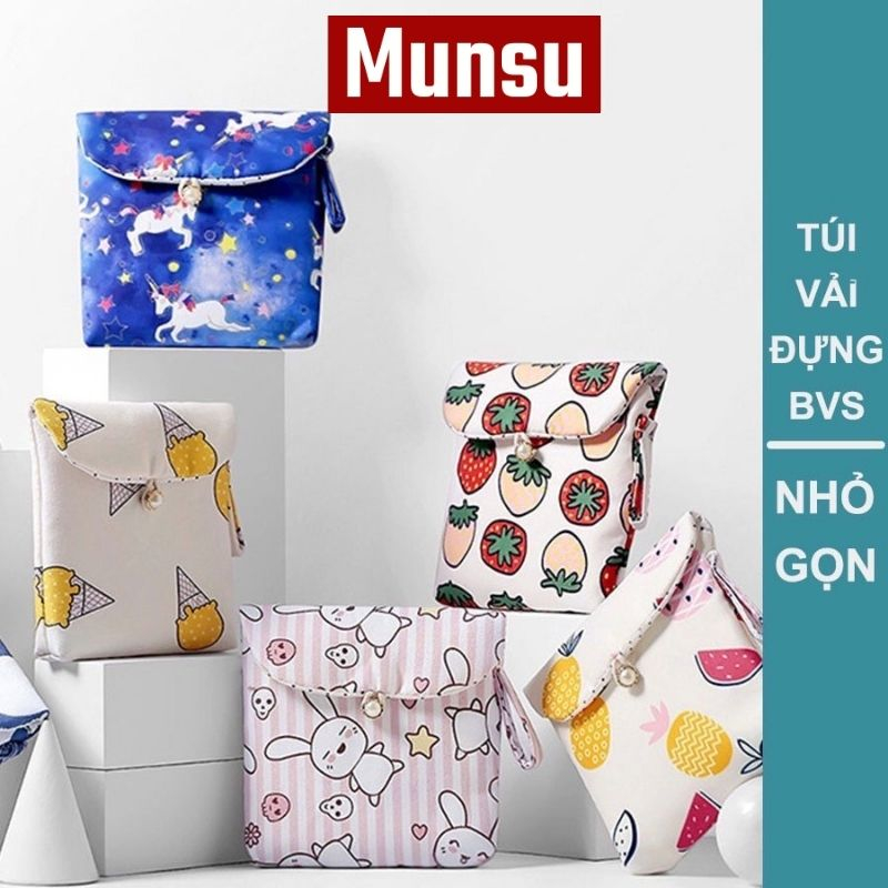 Túi Vải Đựng Băng Vệ Sinh Canvas Dễ Thương Nhiều Màu, Tiện Ích, Nhỏ Gọn M030