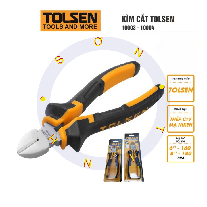 Kìm cắt TOLSEN 6&quot;/160mm 10003, 7&quot;/180mm 10004
