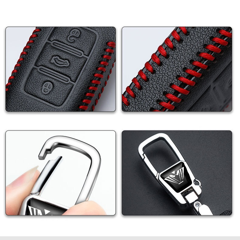 Bao da ốp chìa khoá xe ô tô KIA Cerato 2016-2018 Seltos Soluto Morning da bò nhiều màu khâu thủ công KIA5