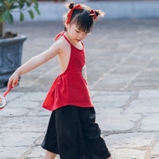 Áo yếm đào đỏ linen thêu tay | Morinokii