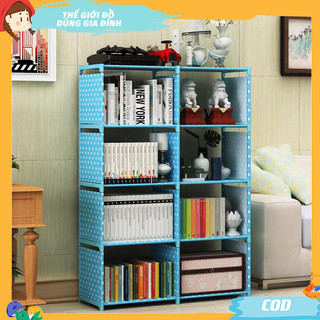 Tủ sách, kệ sách lắp ghép 4 tầng thông minh, kệ vải để đồ không thấm nước để đồ tiện lợi thông minh