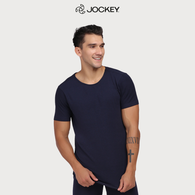 Áo Thun Nam Trơn Jockey Cotton Màu Trắng Xám Xanh Đen - JIMT7114