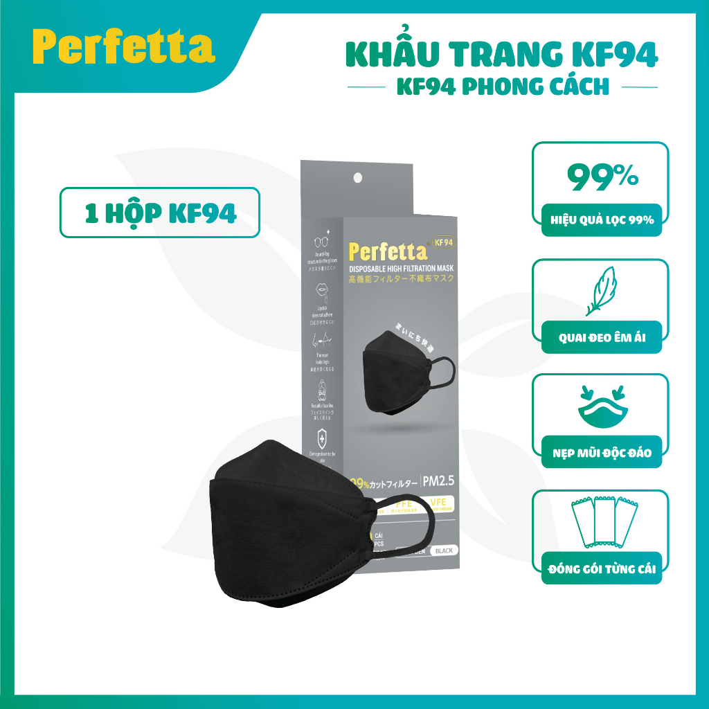 [Mua Kèm Deal Shock] - Khẩu Trang Perfetta KF94 (20 cái/hộp)