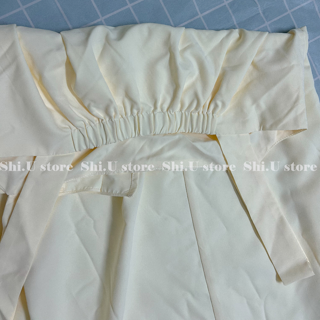 Váy 2 dây bản to xếp ly ngực dáng suông dài chun lưng có xẻ tà chất thô mềm siêu xinh