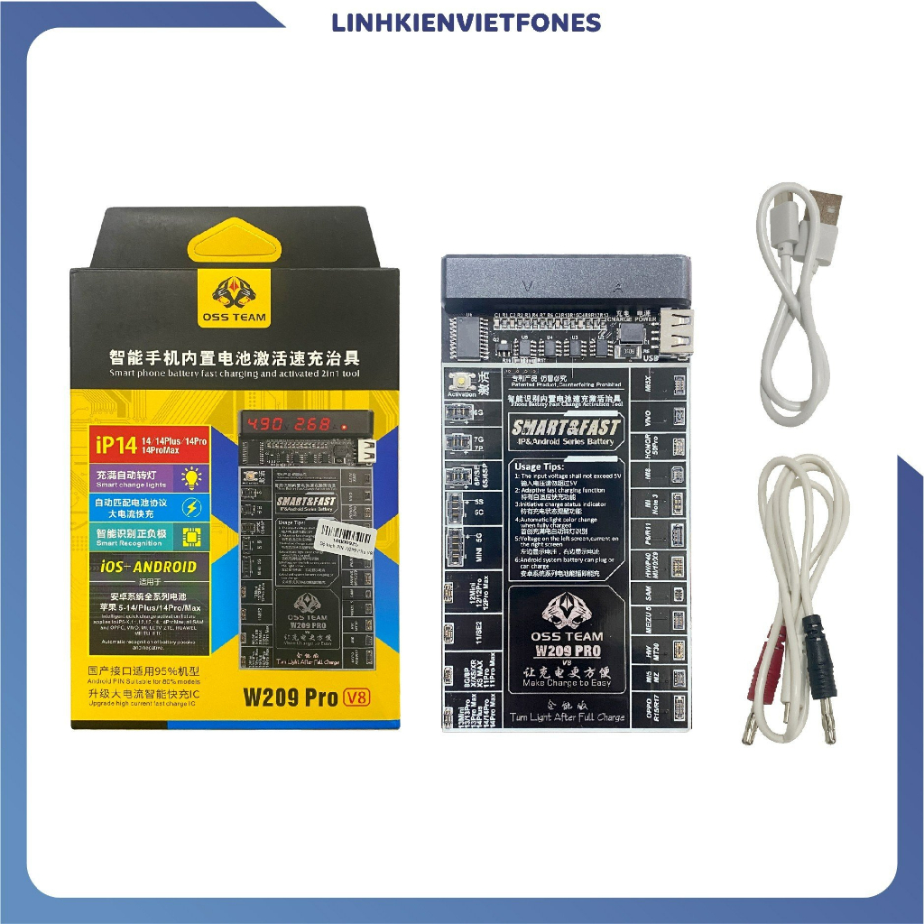 Bộ kích Pin - kiểm tra pin sạc W209 Pro V8