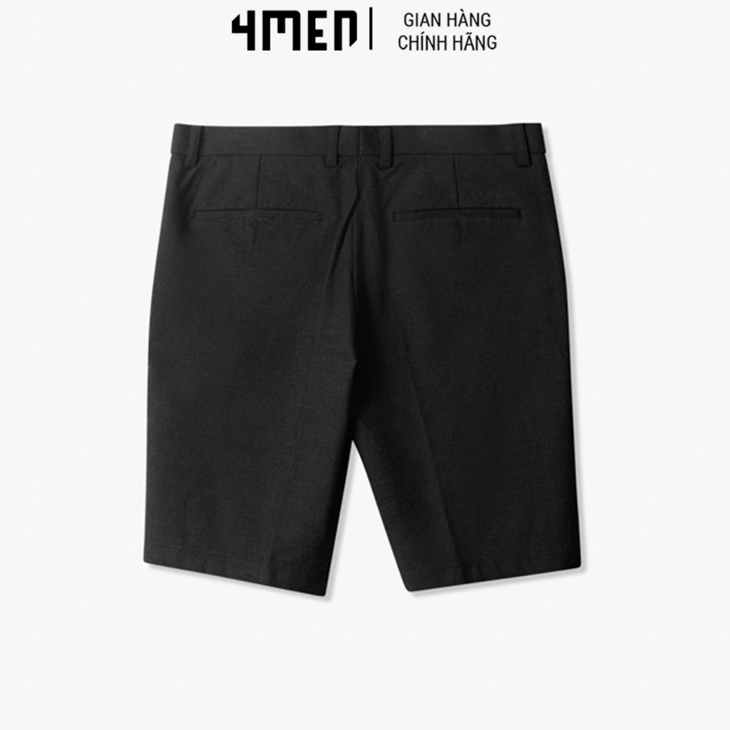 Quần Short Nam Trơn Túi Xéo Basic Form Regular 4MEN QS048 khóa kéo, nút tiện dụng, túi sâu, vải mềm co giãn, thấm mồ hôi