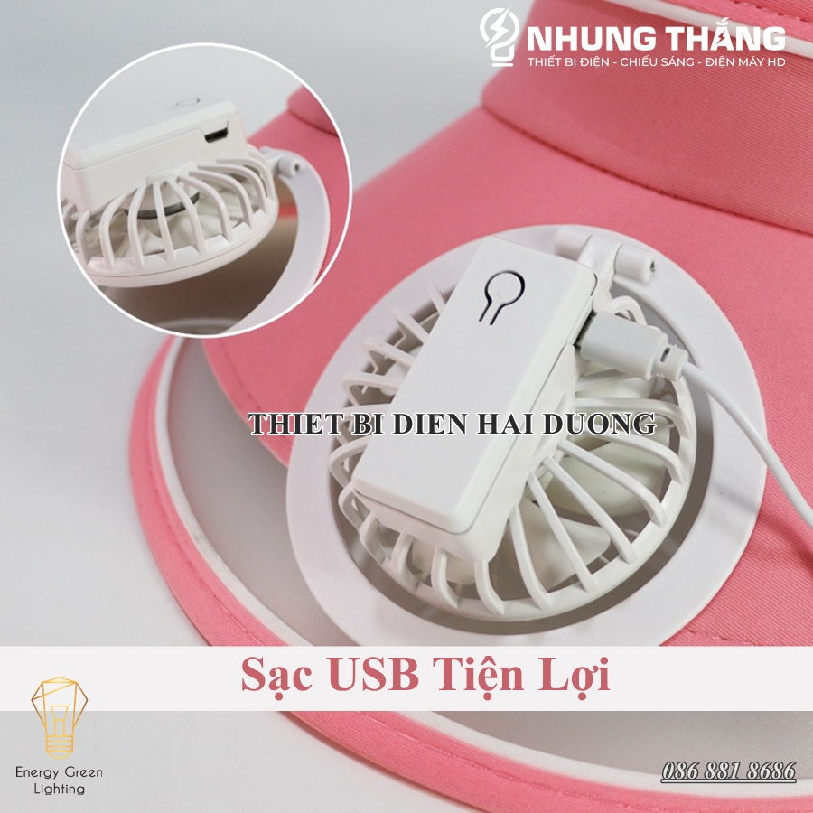 Mũ Cói Rộng Vành Nửa Đầu - Che Nắng,Chống Tia Uv Jussy Fashion - Gắn Quạt Tích Điện Làm Mát - 3 Tốc Độ Gió