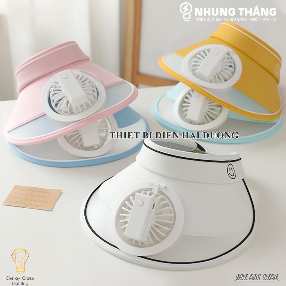 Mũ Cói Rộng Vành Nửa Đầu - Che Nắng,Chống Tia Uv Jussy Fashion - Gắn Quạt Tích Điện Làm Mát - 3 Tốc Độ Gió