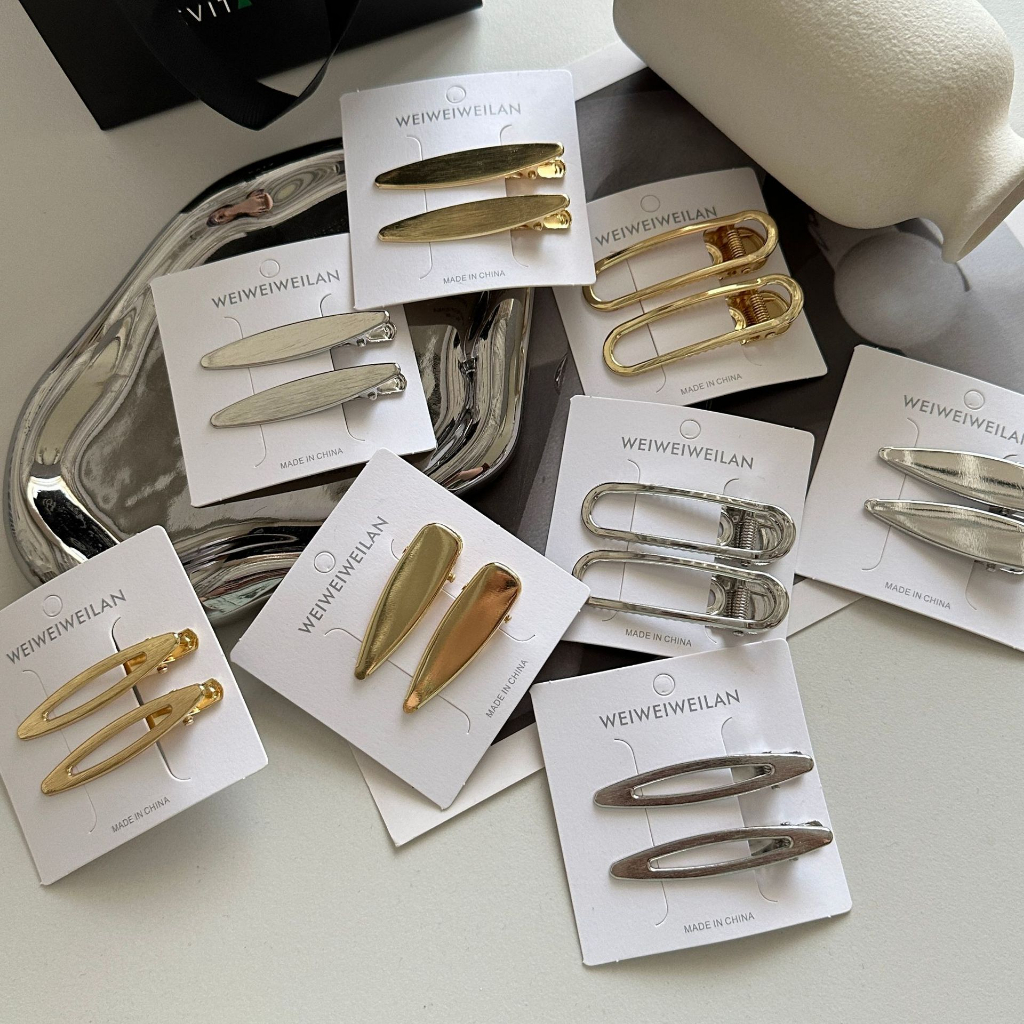 Set 2 kẹp tóc bằng sắt mạ điện